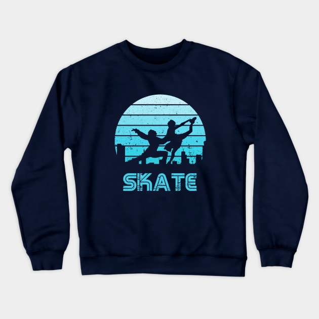 Retro Sunset Figure Skating Pair Crewneck Sweatshirt by rojakdesigns